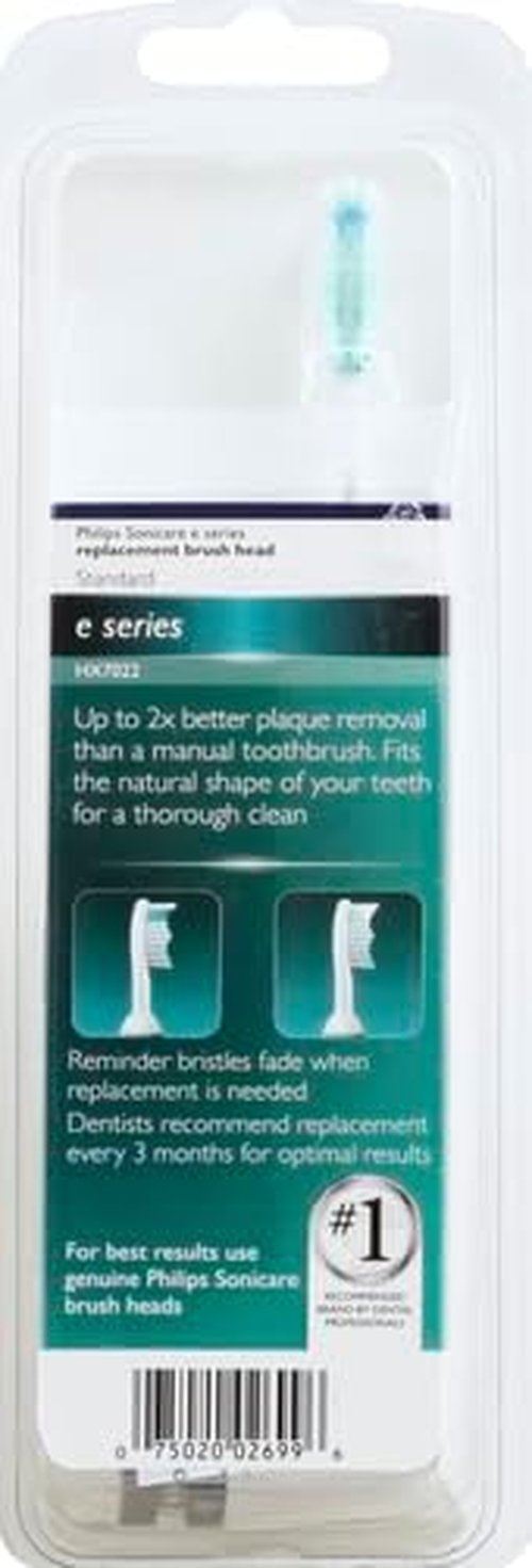 Philips Sonicare E-Series Replacement Toothbrush Heads - 2 Pack, White, HX7022/66 for Superior Oral Care