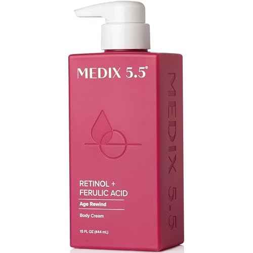 Medix 5.5 Retinol Body Lotion Firming Moisturizer | Crepey Skincare Treatment | Retinol Body Cream | Anti Aging Firming Cream For Women Targets Look Of Crepe Skin, Wrinkles, & Sagging Skin, 15 Fl Oz