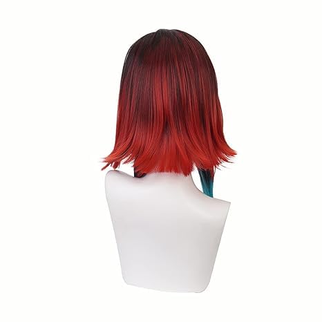 Ticomoco Enmu Cosplay Wig Black Red Blue Short Hair Halloween Costume Party Wig for Men Women