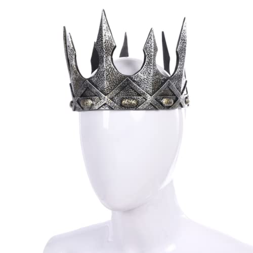 LEEMASING Antique King Medieval Headband Men Headdress Party Favors Halloween For Wedding Birthday Party Babyshower Pageant (Silver)