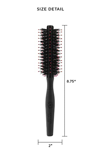 Cricket Static Free RPM 8 Row Deluxe Boar Bristle Round Hair Brush for Medium Length Hair, Facial Hair Grooming, All Hair Types