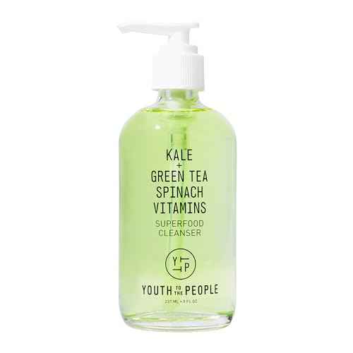 Youth To The People Superfood Facial Cleanser - Kale + Green Tea Daily Face Wash, Gentle Makeup Remover, with Soothing Antioxidants for Glowing Skin, pH Balance, Refillable