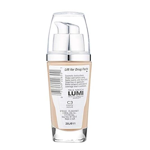 L'Oreal Paris True Match Lumi Healthy Luminous Makeup, C3 Creamy Natural, 1 fl; oz.