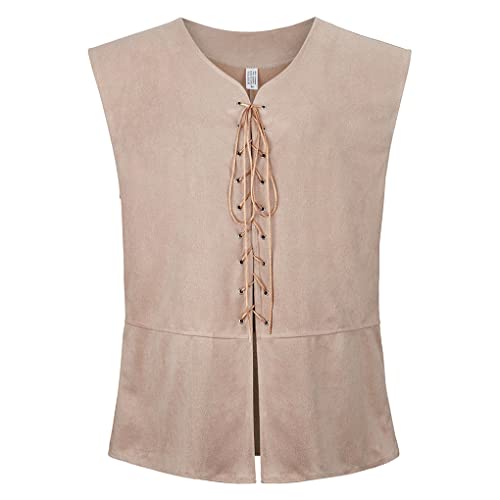 Lehauya Men's Pirate Vest Renaissance Vest Costume Pirate Costumes Medieval Steampunk Gothic Waistcoat Army Green Small