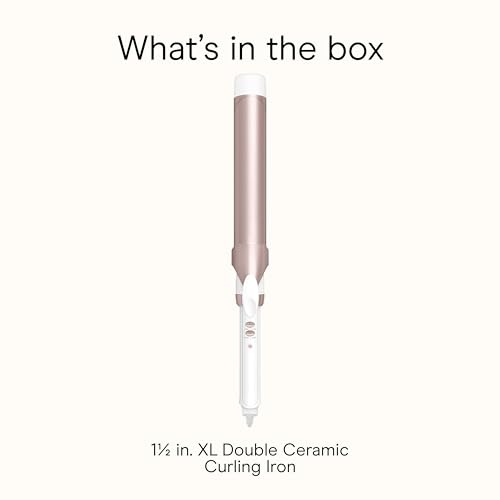 Conair Double Ceramic 1 ½-Inch Long Barrel Curling Iron, 1 ½-Inch Barrel Creates Soft Waves, Hair Waver for Use on Medium & Long Hair, White/Rose Gold