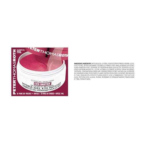 Peter Thomas Roth | Even Smoother¢â Glycolic Retinol Hydra-Gel Eye Patches, Under-Eye Patches With Glycolic Acid and Retinol, Treats Tiny Bumps, Texture, Fine Lines and Wrinkles Under the Eye Area
