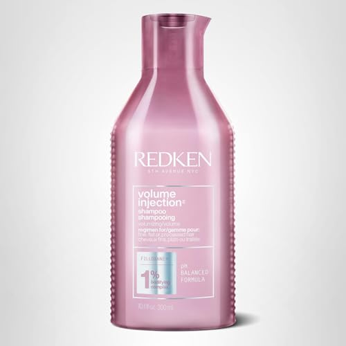 Redken Volume Injection Shampoo | Lightweight Volume Shampoo For Fine Hair | Adds Volume, Lift, and Body to Flat Hair | Soft, Shiny Finish | Paraben Free