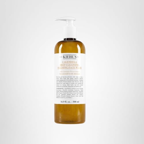 Kiehl's Calendula Deep Cleansing Face Wash, Balances Skin While Gently Removing Impurities, Soothing and Refreshing, Boosts Moisture Barrier for Soft-Feeling Skin, Paraben + Sulfate Free - 16.9 fl oz