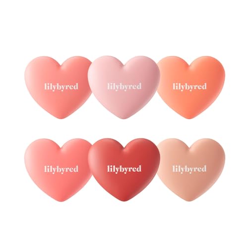 Lilybyred LUV BEAM CHEEK(AD) (01_Loveable Coral) - Heart Shaped Powder Blush with Shimmer, Natural-Looking Flush, Long-Lasting Radiance, Korean Beauty