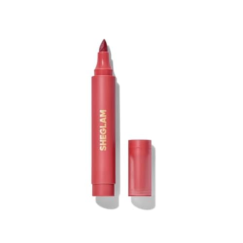 SHEGLAM Love Stained Lip Tint Marker Matte Red Lip Stain Pen Highly Pigmented Long-Lasting Lip Liner Contour Tint Lip Makeup-Bright Side