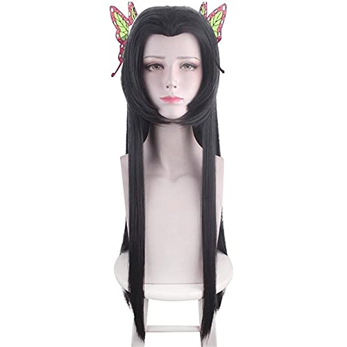 Aadesso Kochou Kanae for demon Kimetsu No Cosplay With Two Butterfly Clips Heat Resistant Synthetic Hair with wig cap