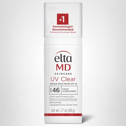EltaMD UV Clear Face Sunscreen SPF 46, Oil Free for Face with Zinc Oxide, Dermatologist Recommended Sunscreen Lotion, For Acne-Prone Sensitive Skin, 1.7 oz Pump