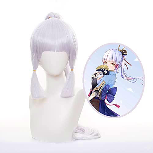 MoeLoli Kamisato Ayaka Cosplay wig for Genshin Impact Cosplay Wig Light Purple Pink Ponytail Bangs Wigs Costume Hair Wig for Halloween Party (Kamisato Ayaka)