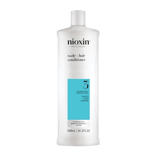 Nioxin System 3 Scalp + Hair Thickening Conditioner | For Colored, Dry, & Damaged Hair with Light Thinning | Maintain Vibrant Color | Strengthen & Nourish with Niacinamide & Biotin | 16.9 Fl Oz