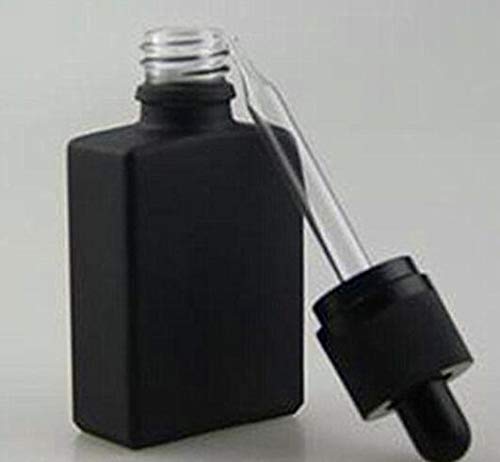1 oz Black Square Glass Bottle UV Resistant with Temper Evident Eye Dropper (6 Pack), UV Safe Bottles for Essential Oils and Aromatherapy