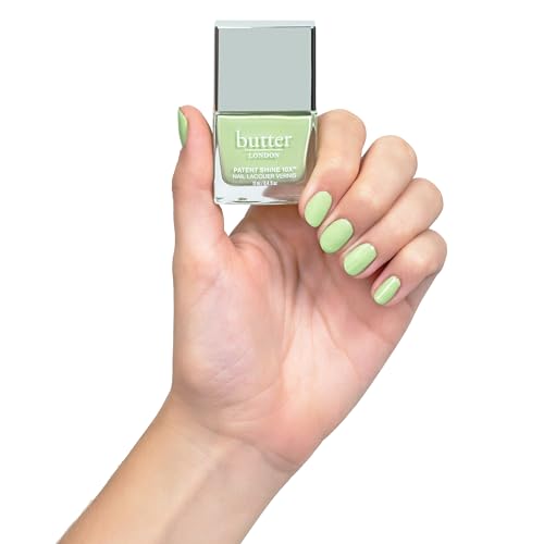 butter LONDON Patent Shine 10X Nail Lacquer Polish, Garden Party (Pastel Green) - Gel-Like Finish & Chip-Resistant Nail Lacquer Helps Protects & Strengthens Nails - Vegan & Cruelty-Free (0.4 Fl Oz)