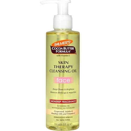 Palmer's Cocoa Butter Formula Skin Therapy Cleansing Oil, Gentle Makeup Remover with Rosehip Oil and Vitamin C, 6.5 Ounce
