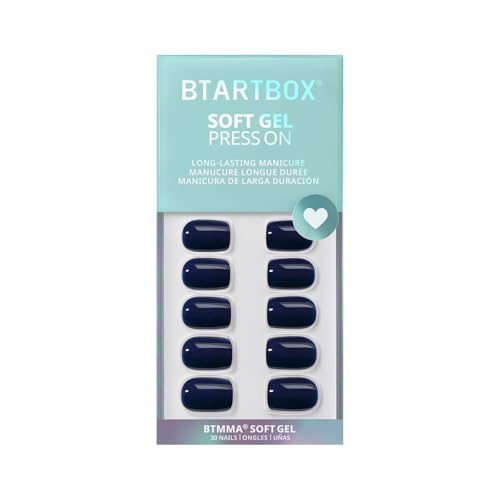 BTArtbox Press On Nails Short - Olive Green Squoval Press On Nails with Glue for Women, Opaque Soft Gel Glue On Nails in 15 Sizes - 30 Stick On Nails Kit, Moss Muse