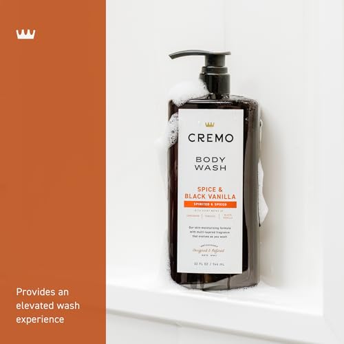Cremo Rich-Lathering Spice & Black Vanilla Body Wash for Men, 32 Fl Oz