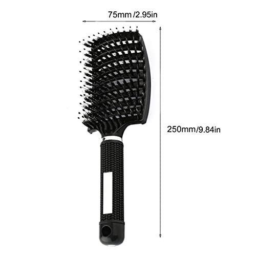 Boar Bristle Hair Brush 2 Pack, Detangling Brush, Vented Curved Hair Brush for Thick Curly Fine Wet Dry Long Hair, MYMOOSH Fast Dry No Tangle Hair Brush, Boar Bristle Brush for Women Men Kids (blue)