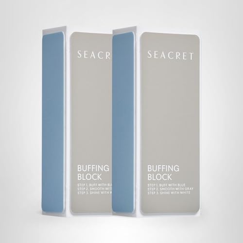 SEACRET Minerals Professional Nail Buffing Block, 3 Ways Buffing Block The Secret for Shiny Nails, Manicure & Pedicure, Pack of 2