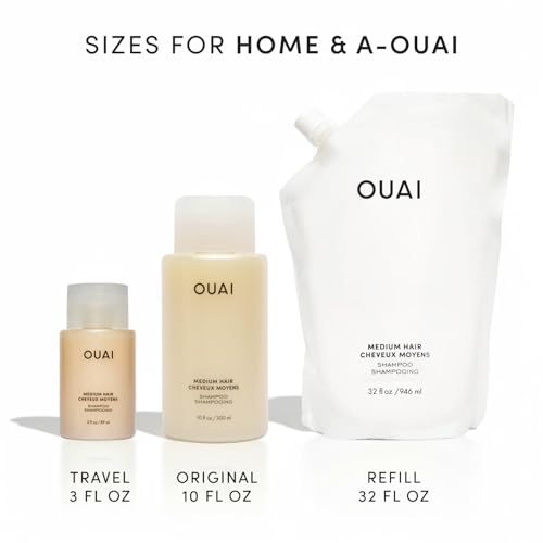 OUAI Fine Hair Shampoo - Biotin Thickening Shampoo for Flat, Thin Hair - Volumizing & Strengthening Keratin & Chia Seed Oil for Women & Men - Lightweight, Color-Safe, Sulfate Free, 10 Oz