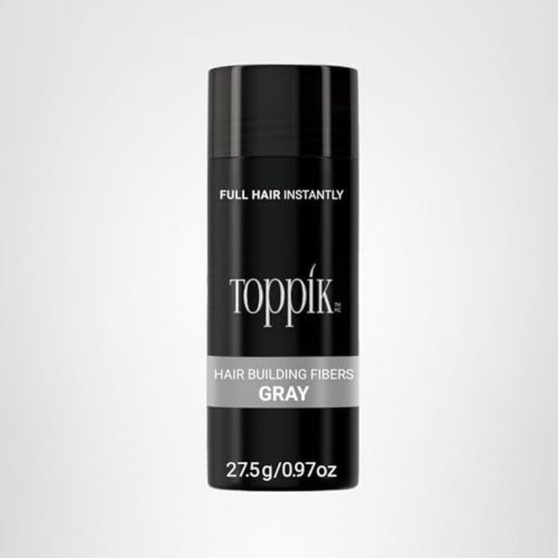 Toppik Hair Building Fibers, Gray, 27.5g Fill In Fine or Thinning Hair, Instantly Thicker, Fuller Looking, 9 Shades for Men & Women, Keratin Protein Formula