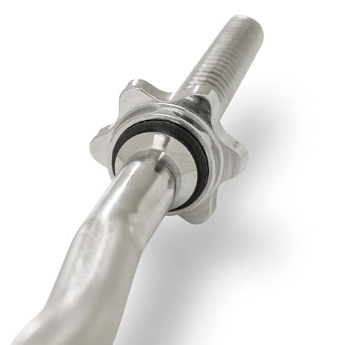 & Fitness 47" Standard EZ Curl Bar ? 11 lb Bar Weight, Fits 1" Plates, 300 lb Capacity, Ergonomic Curl Grip, Chrome Finish, Star-Lock Collars