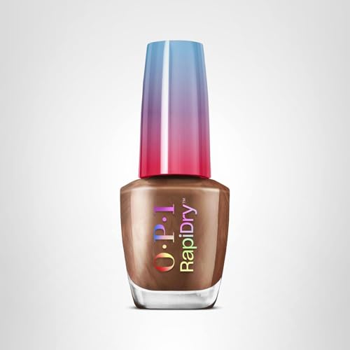 OPI RapiDry Awe of a Sudden | Opaque Dark Brown Shimmer Quick Dry Nail Polish | Vegan, Smudge Proof, Fast Drying