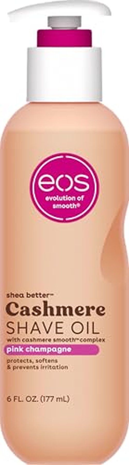 eos Cashmere Shave Oil – Coconut Waters, Moisturizing Shave Oil with Shea Butter & Glycerin, Helps Prevents Irritation & Razor Burn, Vegan, 6 fl oz