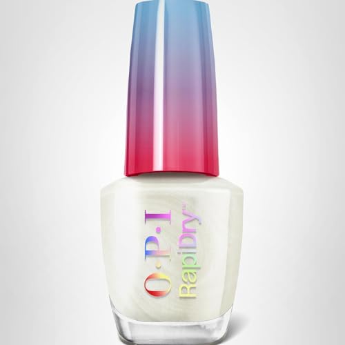 OPI RapiDry Snow Time Like the Present | Semi-Sheer Bright Pearl White Quick Dry Nail Polish | Vegan, Smudge Proof, Fast Drying | Snow Time to Waste | Holiday 2025