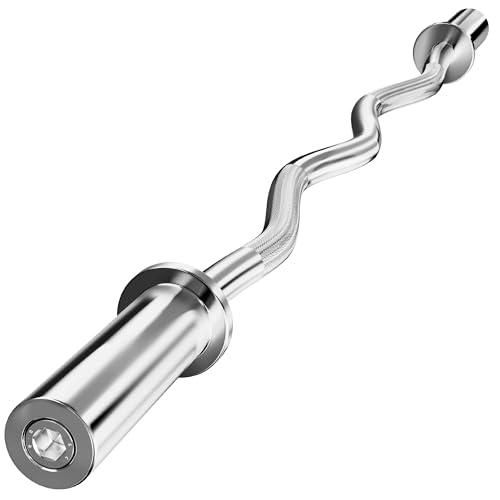 Holleyweb 2 Inch EZ Curl Bar for Biceps, Squats, Bench Press - Olympic Bar for Weightlifting & Powerlifting