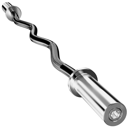 Olympic Barbell With EZ Curl Bar - 2 Inch Sleeve, Knurled Grip, Bearings - Weightlifting Bar for Strength Training, Home Gym Use