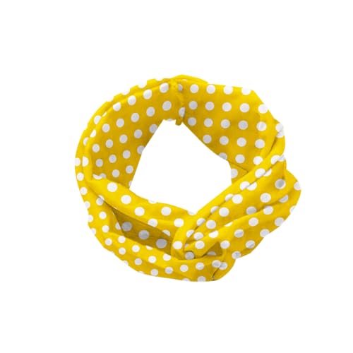 Lunarable Yellow Headband for Women, Picnic Inspired 50s 60s 70s Themed Polka Dot Retro Spotted Pattern Print, Elastic Comfy Hair Accessory Knotted Head Wrap Everyday Use, XS-S, Yellow and White