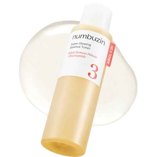 numbuzin No.3 Toner | Super Glowing Essence Toner | Skin Radiance, Pore Tightening, Skin Texture, Hydration | Fermented Ingredients, Niacinamide, Galactomyces | 6.76 fl. oz.
