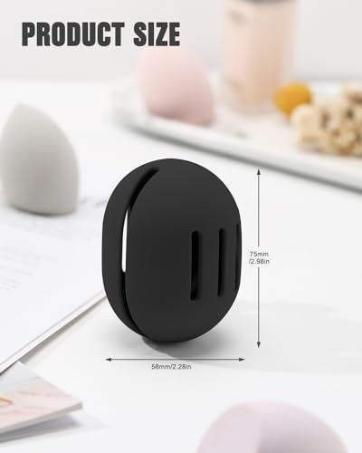 FERYES 2 PCS Makeup Sponge Holder – Shatterproof Eco-Friendly Silicone Beauty Make Up Blender Case for Travel - Black