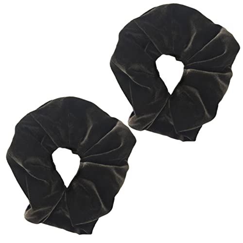 Topkids Accessories - Luxury Velvet Scrunchie Scrunchies Elastic Hair Band Ponytail Holders Hair Scrunchie Hair Bobbles Hair Accessories for Women, Ladies, Girls - Pack of 2 (Brown)