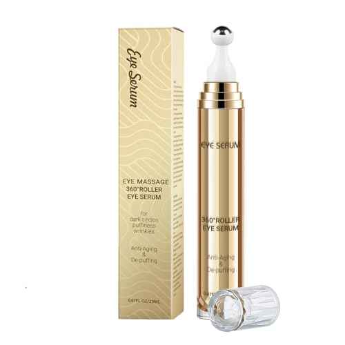 5% Caffeine Eye Serum, 20ML Hyaluronic Acid Under Eye Cream for Dark Circles and Puffiness Anti Aging with 360¡Æ Massage Ball Reduce Bags, Wrinkles and Fine Lines