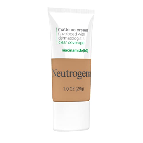 Neutrogena Clear Coverage Flawless Matte CC Cream, Full-Coverage Color Correcting Cream Face Makeup with Niacinamide (b3), Hypoallergenic, Oil Free &-Fragrance Free, Butterscotch, 1 oz