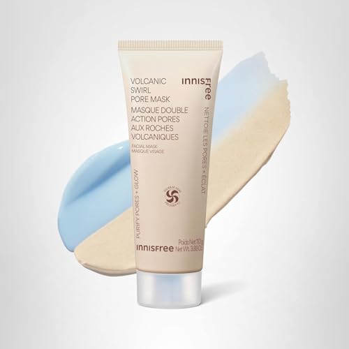 innisfree Volcanic Swirl Pore Clay Mask, 2-in-1 Korean Skincare for Exfoliating & Hydrating, For Oily & Dry Skin