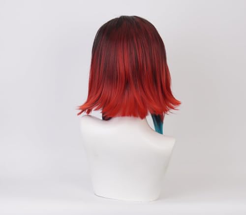 Ticomoco Enmu Cosplay Wig Black Red Blue Short Hair Halloween Costume Party Wig for Men Women