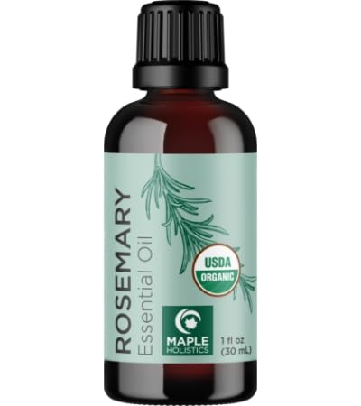 Certified Organic Rosemary Oil for Hair - Pure USDA Organic Rosemary Essential Oil for Hair Skin and Nails Plus Aromatherapy - Organic Hair Oil for Dry Scalp Treatment and Enhanced Volume and Shine