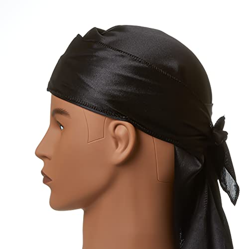 KISS Red Power Wave Silky Satin Durag Extra Long Tails (Black)