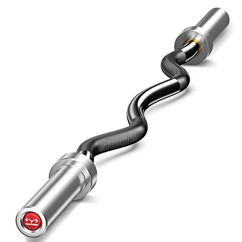 Olympic Barbell EZ Bar Curl Bar 4ft/5ft/7ft for 2 Inch Weight Plates, Perfect for Home Fitness (300lb/330lb/400lb/700lb/1000lb/1500lb)