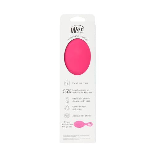 Wet Brush Detangling Brush, Original Detangler (Pink), Wet & Dry Tangle-Free Hair Brush for Women & Men, No Tangle, Soft and Flexible Bristles for Straight, Curly and Thick Hair