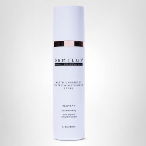 DRMTLGY Universal Tinted Moisturizer SPF 46 – Hydrating Dewy Tinted Sunscreen for Face with Zinc Oxide & Octinoxate – Niacinamide & Hyaluronic Acid – Broad Spectrum Lightweight Daily SPF, 1.7 oz