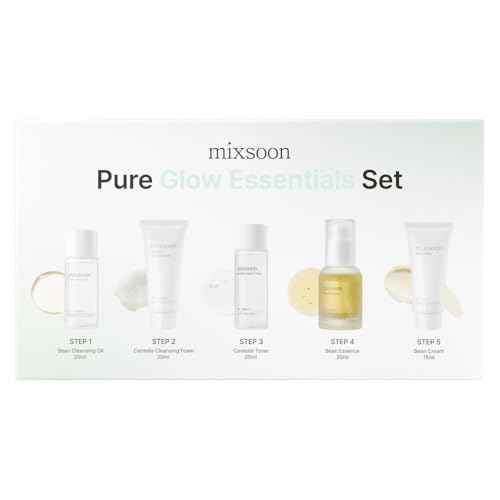 mixsoon Pure Glow Essentials Set, 5-Step Skincare Kit, Gentle & Hydrating, For All Skin Types, 5 Items Korean Glass Skin Care 29.57 Fl. Oz.