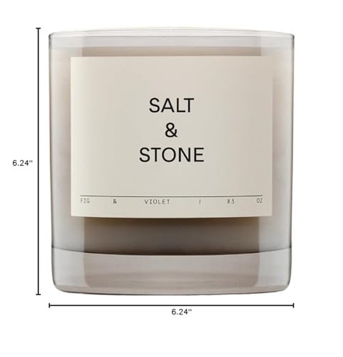 Salt & Stone Scented Candle for Women & Men | Coconut & Soy Blend Wax | Hand-Poured, Aromatic & Fragrant | 100% Cotton Wick | Long-Lasting 50 Hour Burn Time | Fig & Violet 8.5 oz