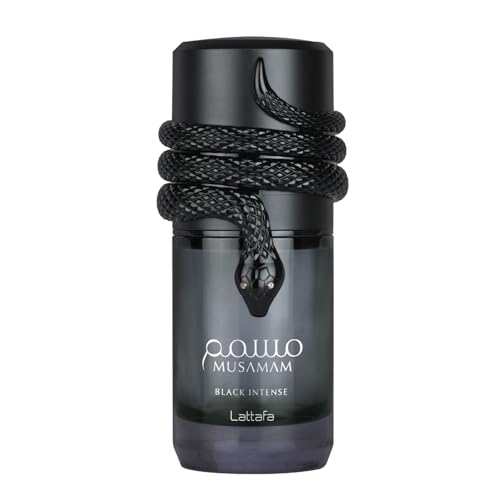 Lattafa Musamam Black Intense ? Spicy, Woody, Amber, Aromatic ? Eau de Parfum Spray Long-Lasting Fragrance for Unisex, 3.4 Ounce / 100 ml