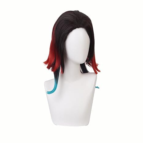 Ticomoco Enmu Cosplay Wig Black Red Blue Short Hair Halloween Costume Party Wig for Men Women